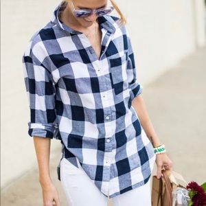 Hattie blue and white plaid top